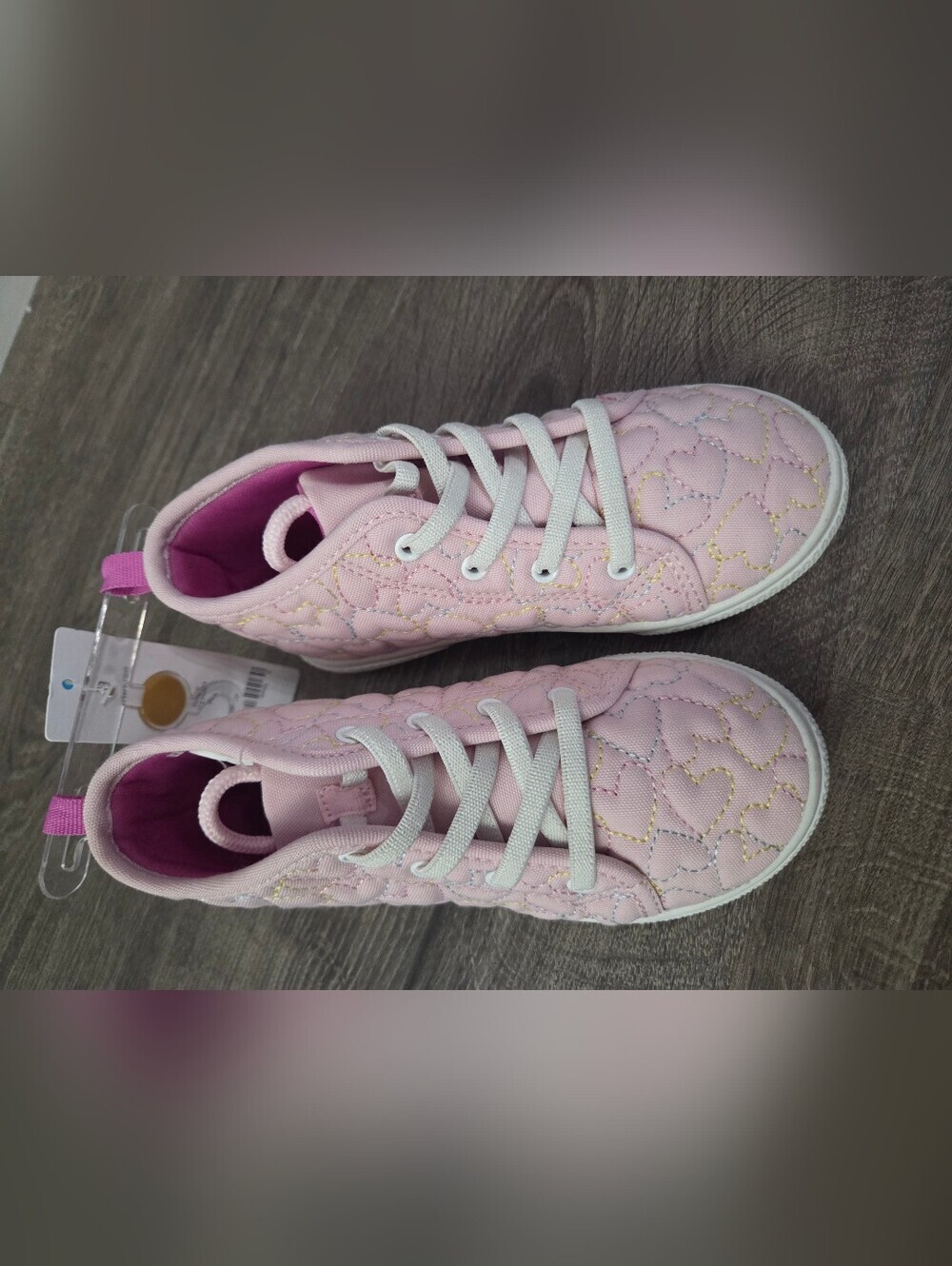 Carter's Girls Light Pink Quilted Heart Lace-Up Sneakers Size 11 NWT - Picture 3 of 6